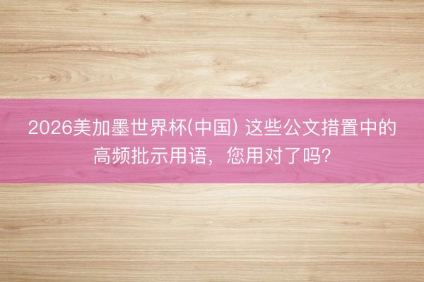 2026美加墨世界杯(中国) 这些公文措置中的高频批示用语，<a href=