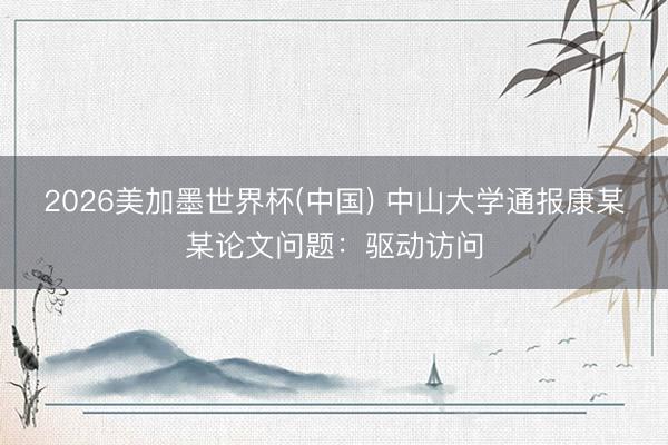 2026美加墨世界杯(中国) 中山大学通报康某某论文问题：驱动访问