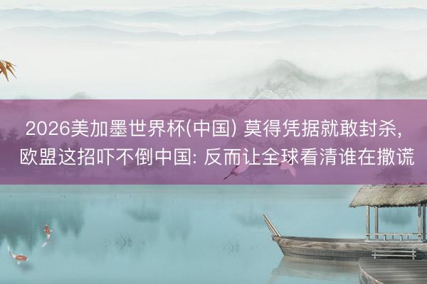 2026美加墨世界杯(中国) 莫得凭据就敢封杀， 欧盟这招吓不倒中国: 反而让全球看清谁在撒谎