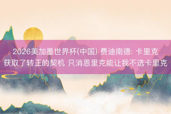 2026美加墨世界杯(中国) 费迪南德: 卡里克获取了转正的契机 只消恩里克能让我不选卡里克