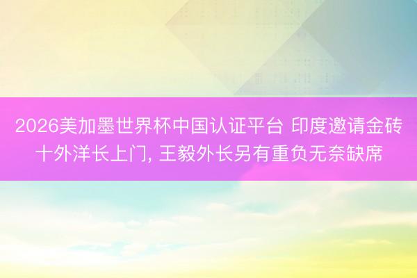 2026美加墨世界杯中国认证平台 印度邀请金砖十外洋长上门, 王毅外长另有重负无奈缺席