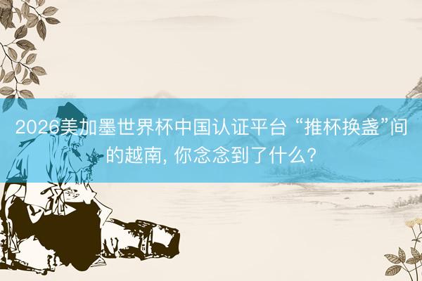 2026美加墨世界杯中国认证平台 “推杯换盏”间的越南， 你念念到了什么?