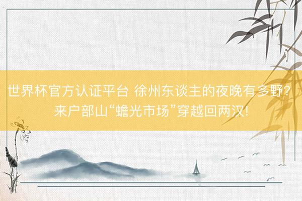 世界杯官方认证平台 徐州东谈主的夜晚有多野? 来户部山“蟾光市场”穿越回两汉!