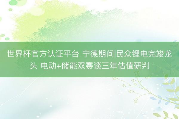 世界杯官方认证平台 宁德期间|民众锂电完竣龙头 电动+储能双赛谈三年估值研判