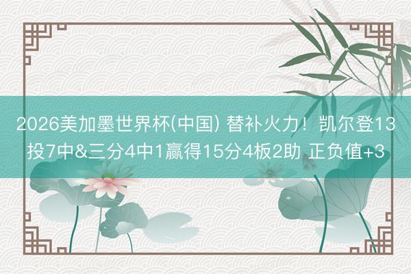 2026美加墨世界杯(中国) 替补火力！凯尔登13投7中&三分4中1赢得15分4板2助 正负值+3