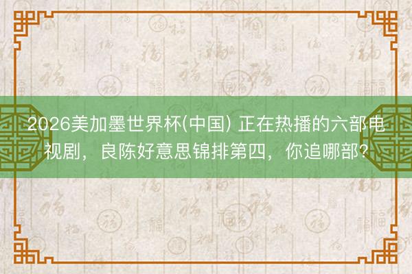 2026美加墨世界杯(中国) 正在热播的六部电视剧，良陈好意思锦排第四，你追哪部？