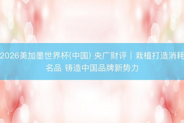 2026美加墨世界杯(中国) 央广财评｜栽植打造消耗名品 铸造中国品牌新势力