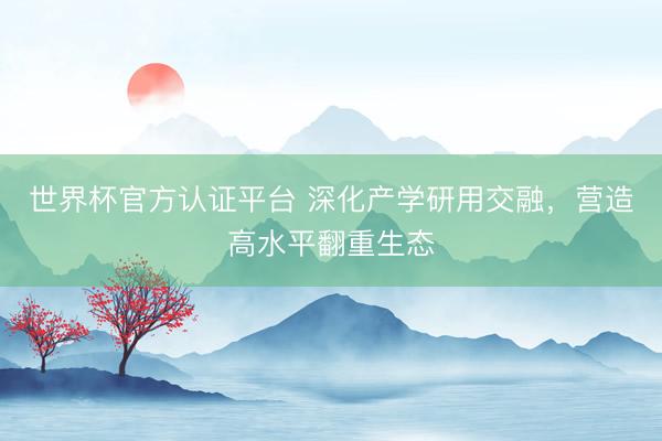 世界杯官方认证平台 深化产学研用交融,营造高水平翻重生态