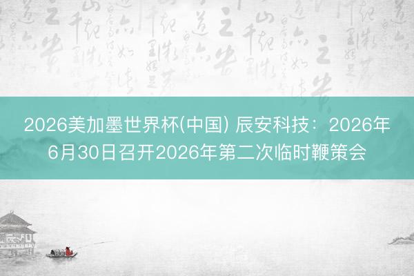 2026美加墨世界杯(中国) 辰安科技：2026年6月30日召开2026年第二次临时鞭策会