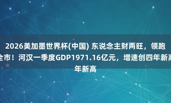 2026美加墨世界杯(中国) 东说念主财两旺，领跑全市！河汉一季度GDP1971.16亿元，增速创四年新高