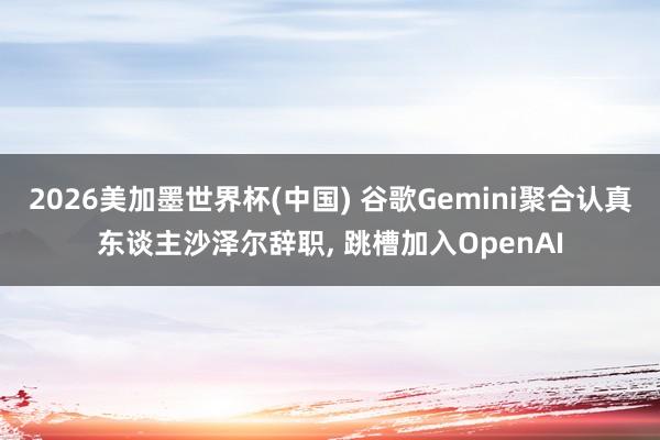 2026美加墨世界杯(中国) 谷歌Gemini聚合认真东谈主沙泽尔辞职, 跳槽加入OpenAI